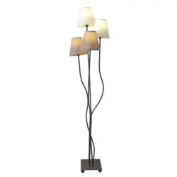 Stehlampe Braun/beige Textil Lampenschirm