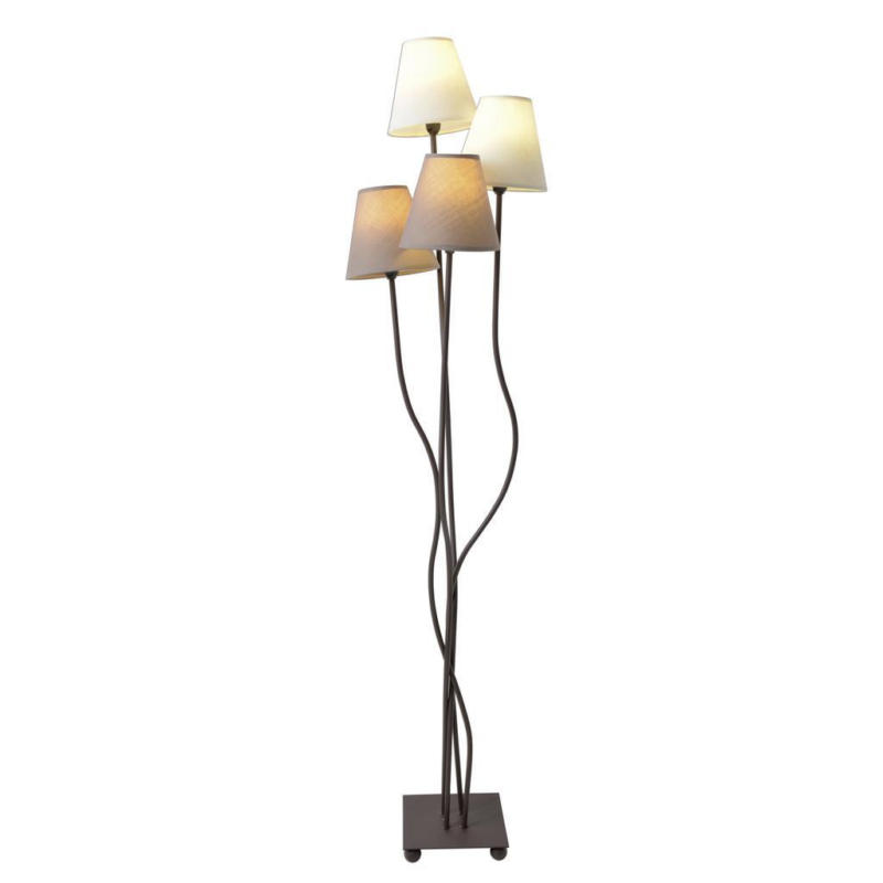 Stehlampe Braun/beige Textil Lampenschirm