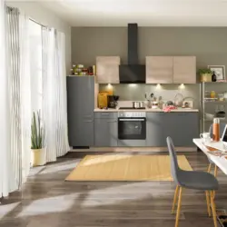 Küchenzeile Win/plan Mit Geräten 280 Cm Eiche/anthrazit