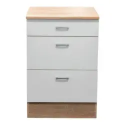 Küchenunterschrank Andy 60 cm Eiche/Weiß mit Laden