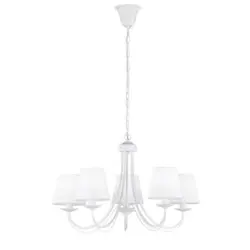 Hängeleuchte Cortez H: 150 Cm 5-Flammig, Kronleuchter Weiß