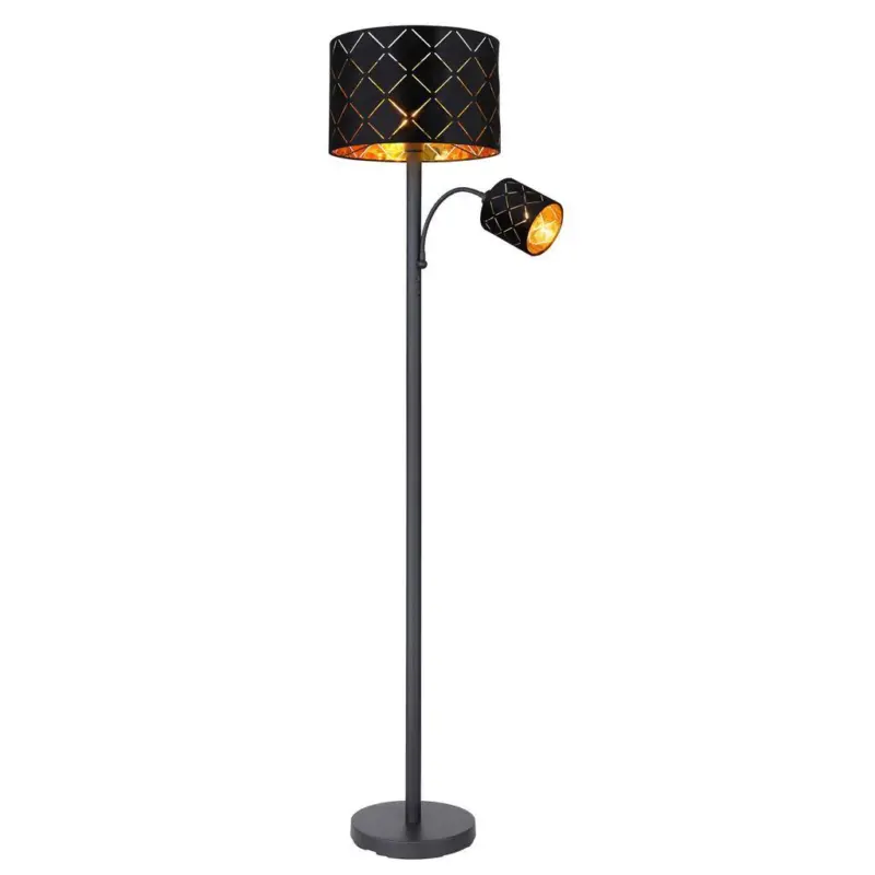 Stehlampe Gabriela Schwarz mit Flexarm und Schalter