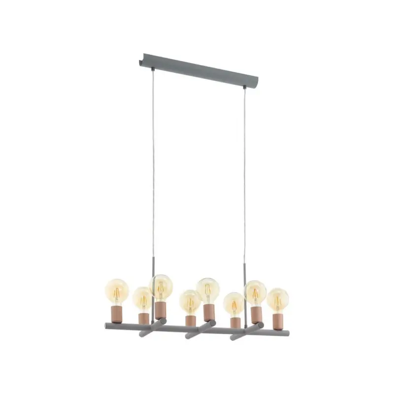 Hängeleuchte Adri H: 110 Cm 8-Flammig, Grau/gold