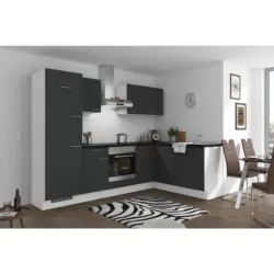 Einbauküche Eckküche Möbelix Mit Geräten 275x175 Cm Grahphit/weiß