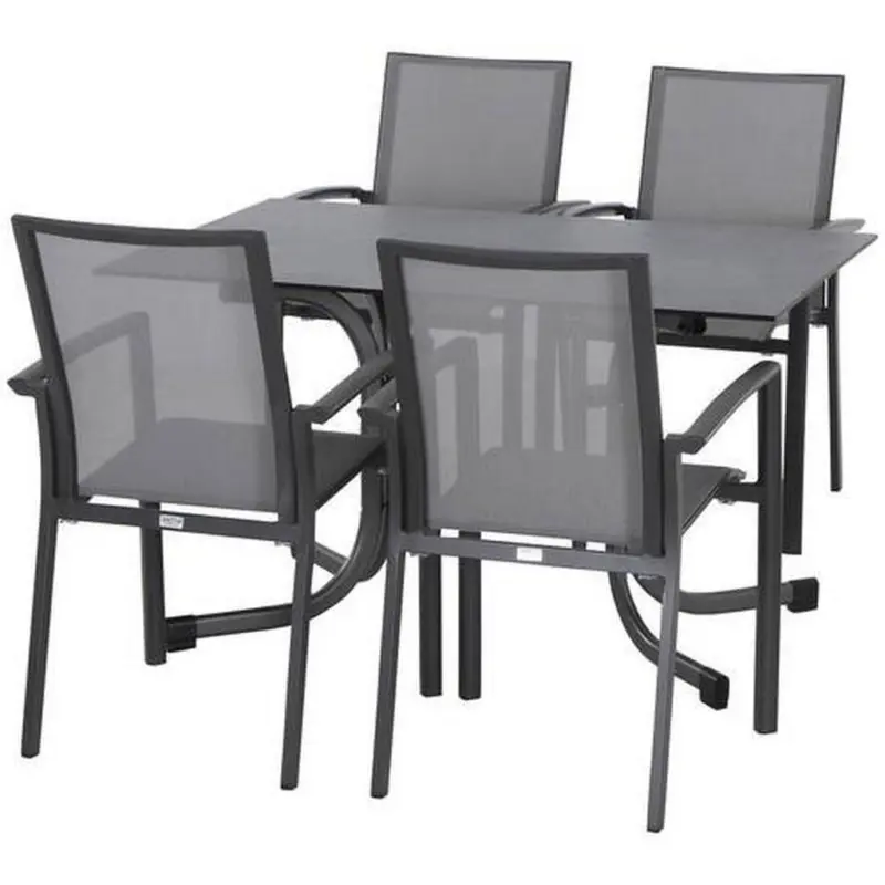 Gartengarnitur Velia 5-teilig Metall/textil