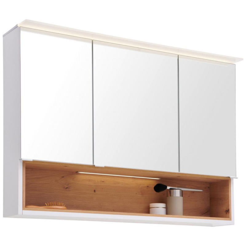 Spiegelschrank Mura Mit Led 3-Türig Bht: 100x71x26 Cm