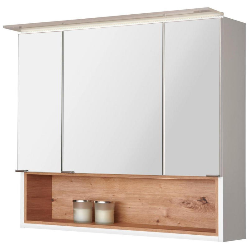 Spiegelschrank Mura mit Led 3-Türig BxHxT 80x71x26 cm