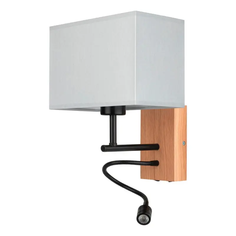 Wandleuchte Sonar 2-flammig Echtholz Massiv Mit Flexarm