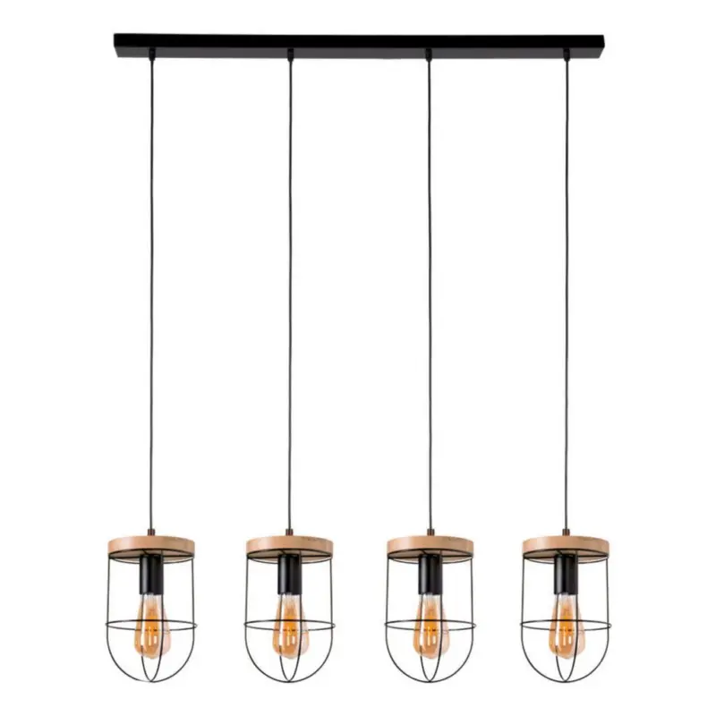 Hängeleuchte Netuno H: 128 Cm 4-Flammig, Echtholz Eiche