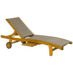 Sonnenliege Acapulco Akazie /textil Verstellbar Mit Rollen