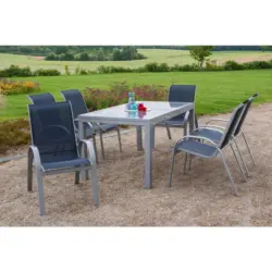 Gartengarnitur 7-Tlg. Amalfi Metall/Textil Erweiterbar