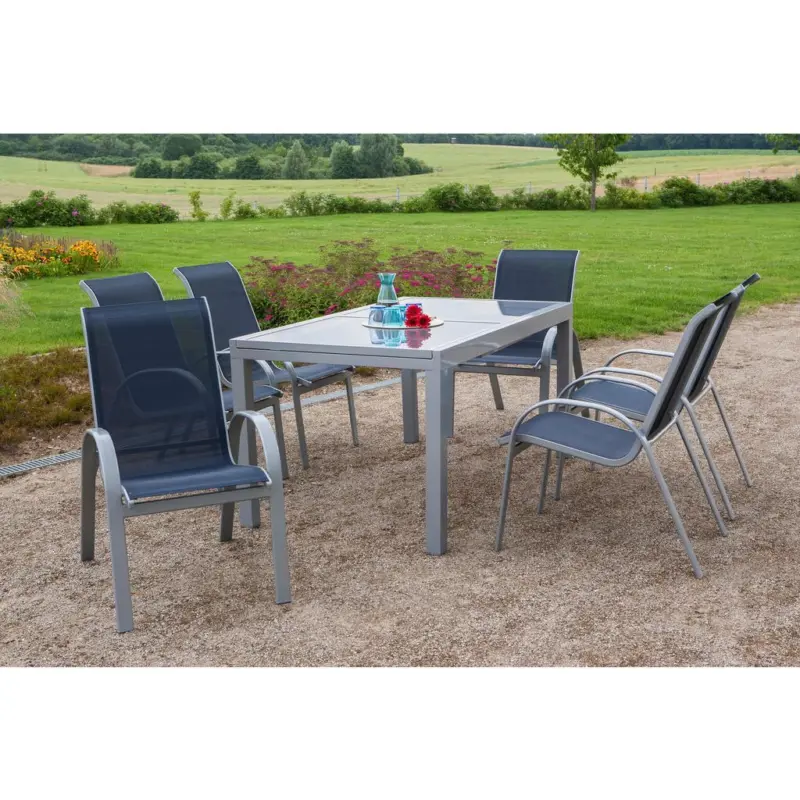 Gartengarnitur 7-Tlg. Amalfi Metall/Textil Erweiterbar