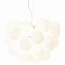 Deckenleuchte Gross H: 45 Cm 8-Flammig, Glaselemente Weiß