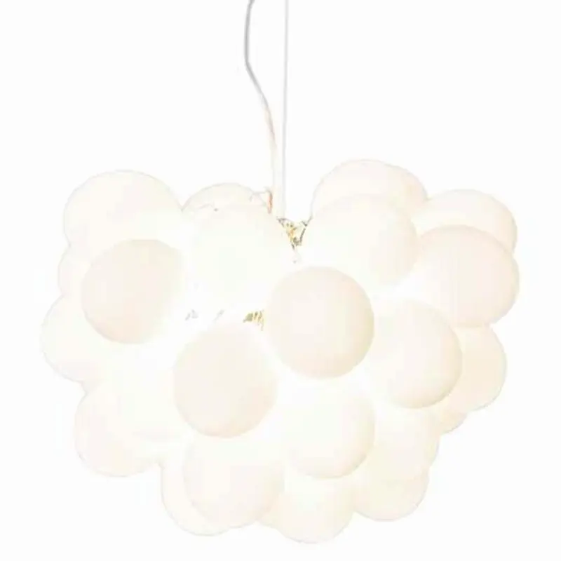 Deckenleuchte Gross H: 45 Cm 8-Flammig, Glaselemente Weiß