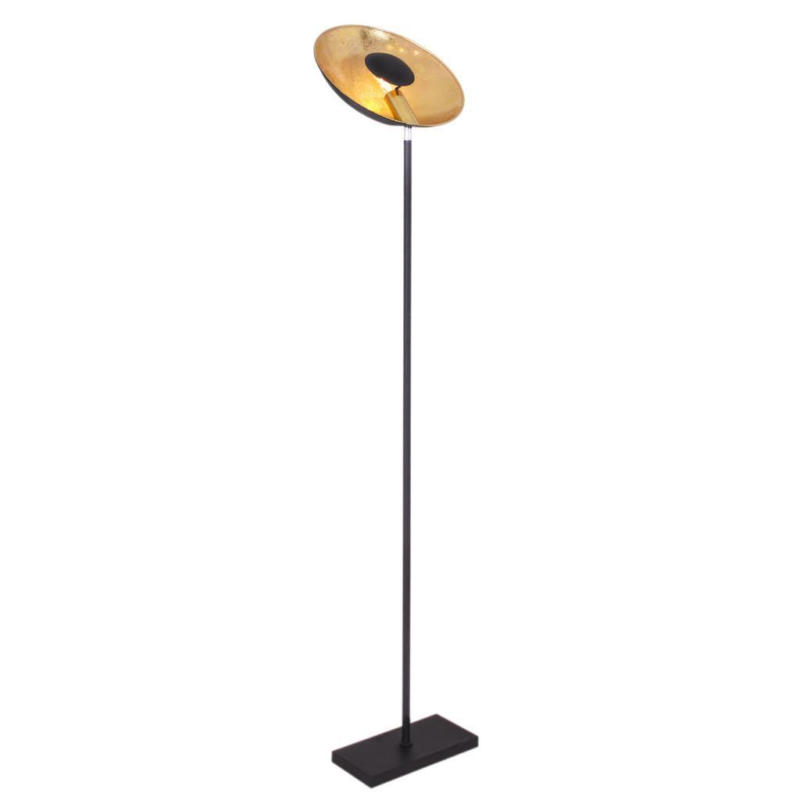 Stehlampe Captain Uplight Schwarz/goldfarben Rund