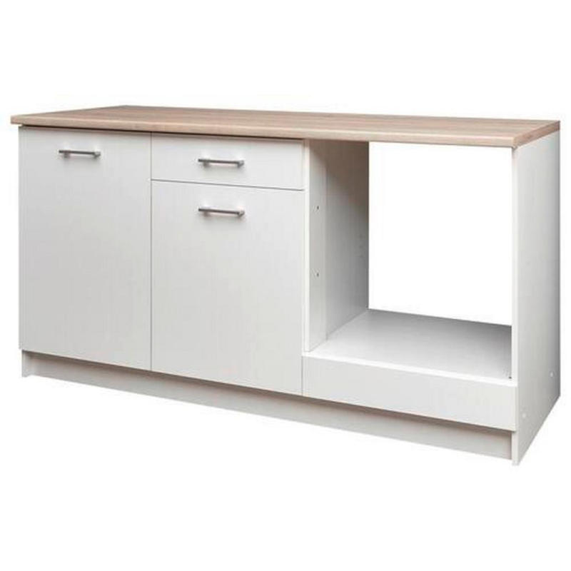 Küchenzeile Wow Ohne Geräte 160 Cm Weiß/eiche Dekor
