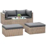 Möbelix Loungegarnitur 4-Tlg. Licosa Metall/Kunststoff/Glas/Textil