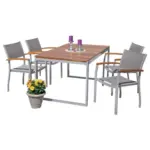 Möbelix Gartenmöbel Set 5-Tlg. Naxos Aluminium/Akazienholz