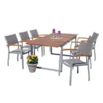 Möbelix Gartenmöbel Set 7-tlg. Naxos Aluminium/akazienholz