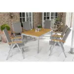 Möbelix Gartengarnitur 7--Teilig. Naxos Akazie/Aluminium