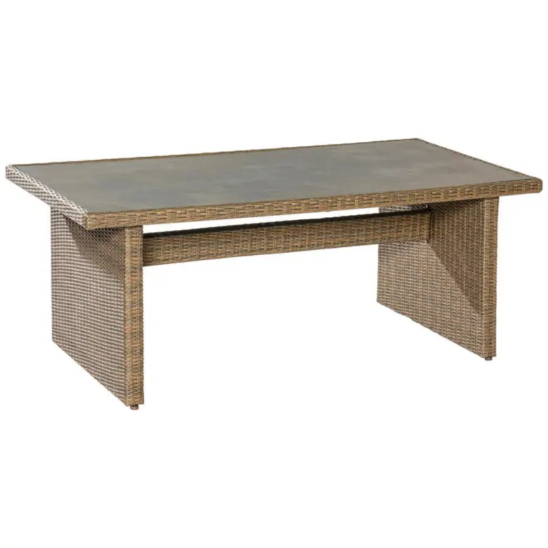 Gartentisch Metall/kunststoff/ Glas L: 200 Cm