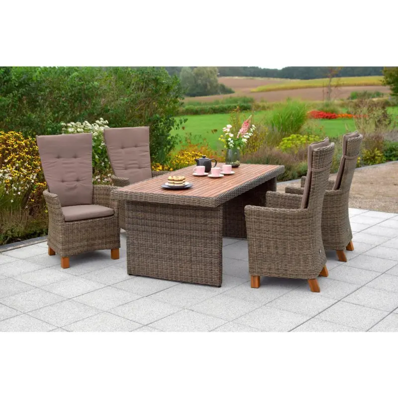 Gartensessel 2er-Set Toskana Metall/Holz/Kunststoff/Textil