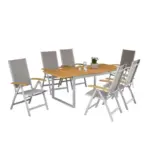 Möbelix Gartengarnitur 7--Teilig. Naxos Akazie/Aluminium