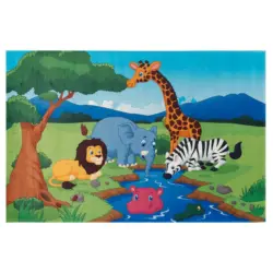Kinderteppich Tiere Blau/ Grün 5 Freunde 140x200 cm