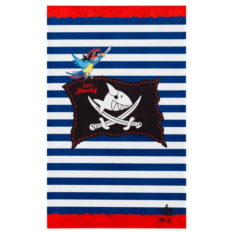 Kinderteppich Pirat Blau/Rot/Weiß 80x150 cm