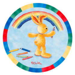 Kinderteppich Rund Felix Der Hase Blau/Bunt ⌀ 100 cm