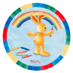 Kinderteppich Rund Felix Der Hase Blau/Bunt ⌀ 100 cm