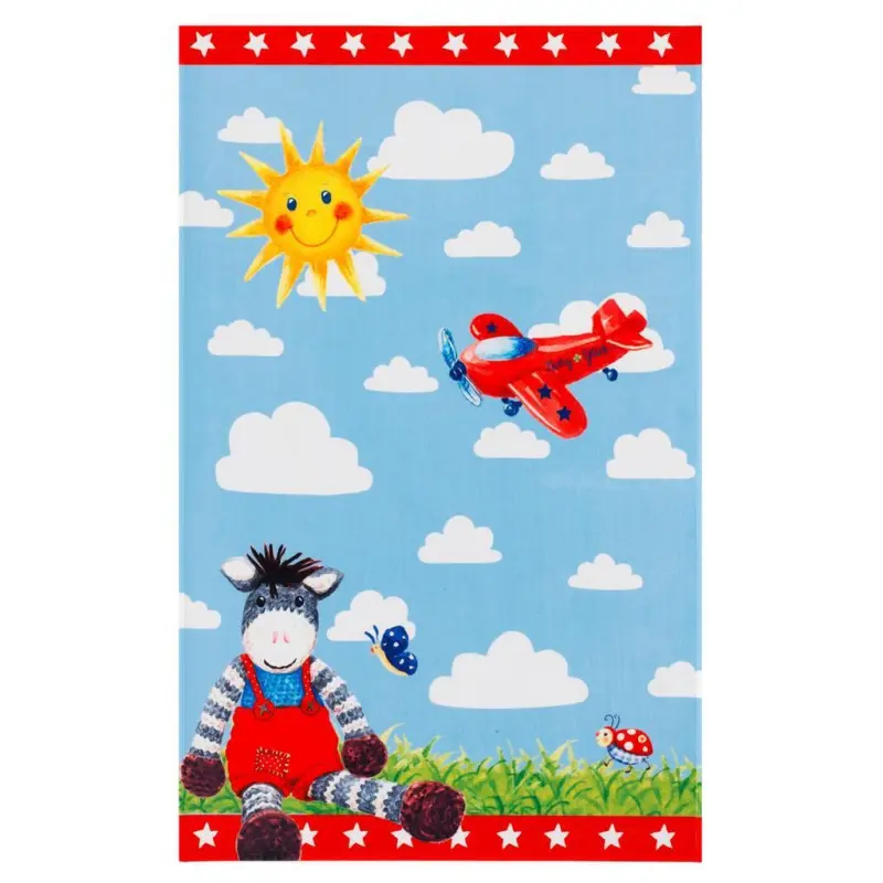 Kinderteppich Zebra Rot/Blau/ Grün Baby Glück 140x200 cm