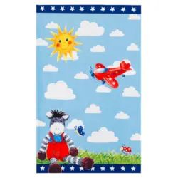 Kinderteppich Zebra Blau/ Weiß Baby Glück 100x160 cm
