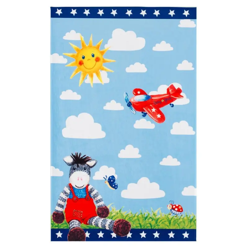 Kinderteppich Zebra Blau/ Weiß Baby Glück 100x160 cm