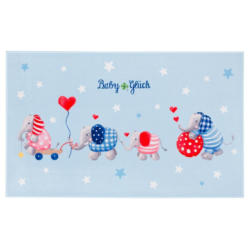 Kinderteppich Elefanten Blau/ Weiß Baby Glück 100x160 Cm