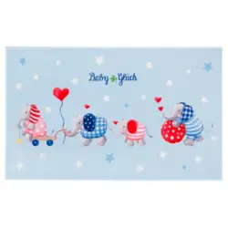 Kinderteppich Elefanten Blau/ Weiß Baby Glück 100x160 cm