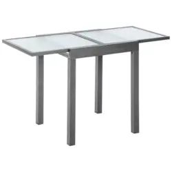 Gartentisch Ausziehbar Metall/Glas L: 65 - 130 cm