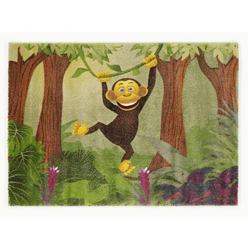 Kinderteppich Affe Grün/Braun Kidsclub Monkey 80x150 cm