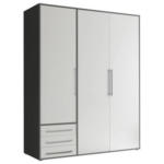 Möbelix Drehtürenschrank mit Laden B: 155 cm Lyss Weiß/Graphit