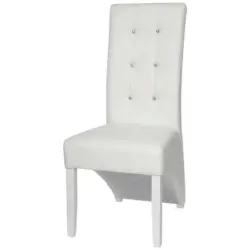 Esszimmerstuhl Marilyn Weiß Lederloo, Echtholz Beine