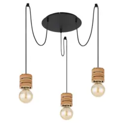 Hängeleuchte Angeline H: 120cm 3-Flammig, Schwarz/braun