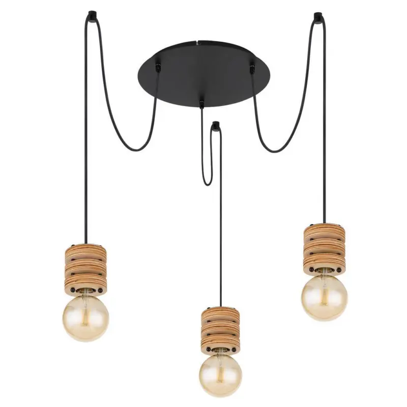 Hängeleuchte Angeline H: 120cm 3-Flammig, Schwarz/braun