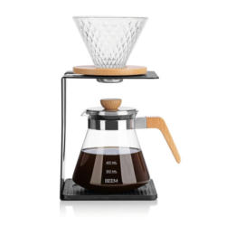 French Press Pour Over Set inkl. Kaffeefilter, Glaskanne