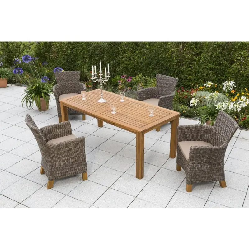 Gartengarnitur 5-Tlg. Toskana Akazie/Aluminium