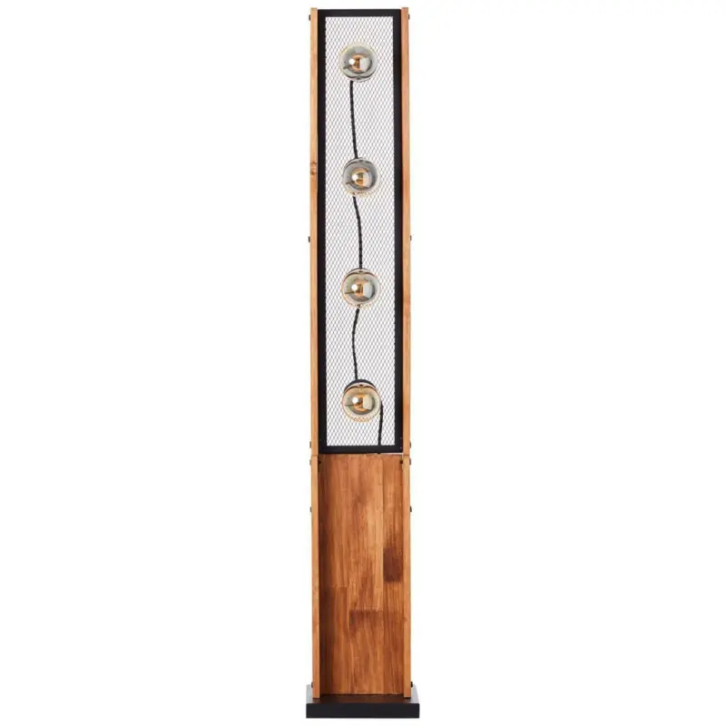 Stehlampe Holz Calandra Braun/Schwarz mit Fußschalter