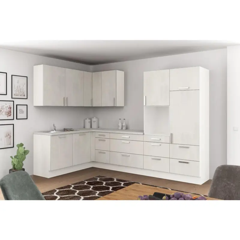 Einbauküche Eckküche Möbelix Ip1200 Ohne Geräte 185x320 Cm Betonoptik Hell