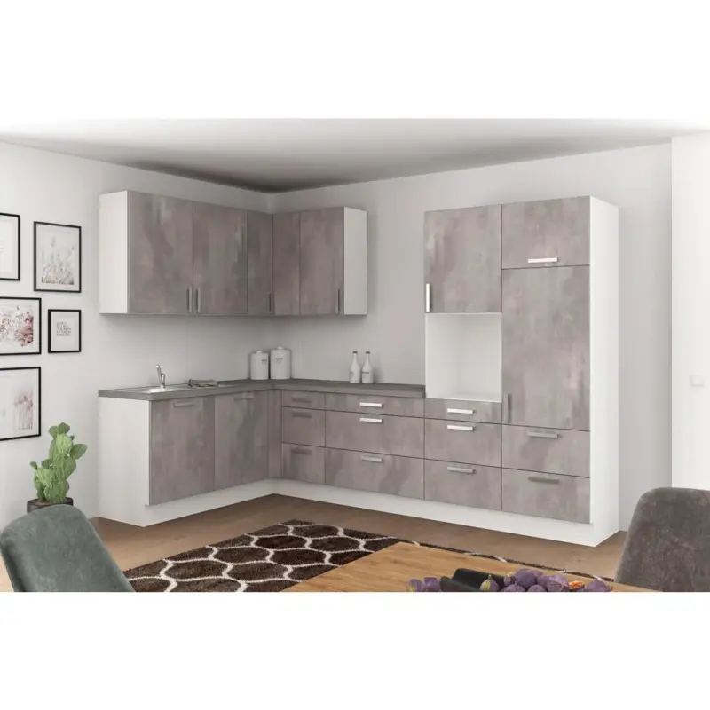 Einbauküche Eckküche Möbelix Ip1200 Ohne Geräte 185x320 Cm Betonoptik