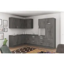 Einbauküche Eckküche Möbelix Ip1200 Ohne Geräte 185x320 Cm Betonoptik