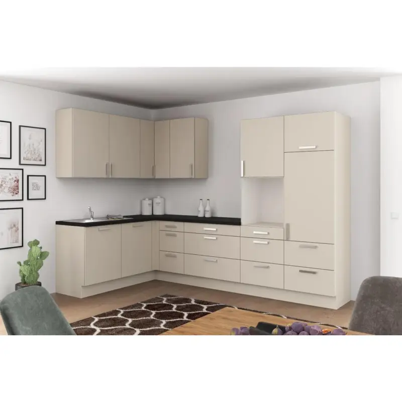 Einbauküche Eckküche Möbelix Ip1200 Ohne Geräte 185x320 Cm Kieselgrau