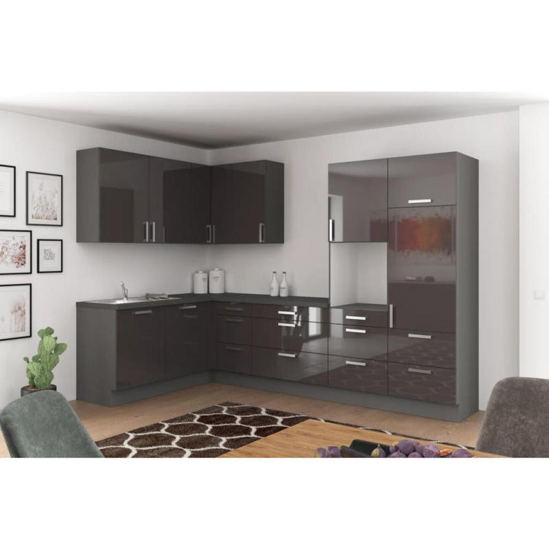 Einbauküche Eckküche Möbelix Ip4050 Ohne Geräte 185x320 Cm Graphit